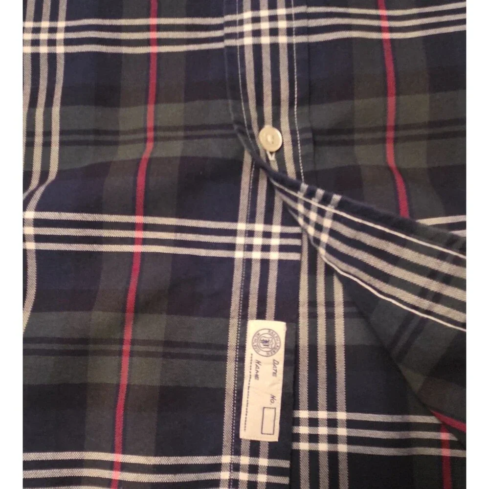 Ralph Lauren Navy/White Shirt 4XLT Long Sleeve Plaid Mens NOT FLANNEL